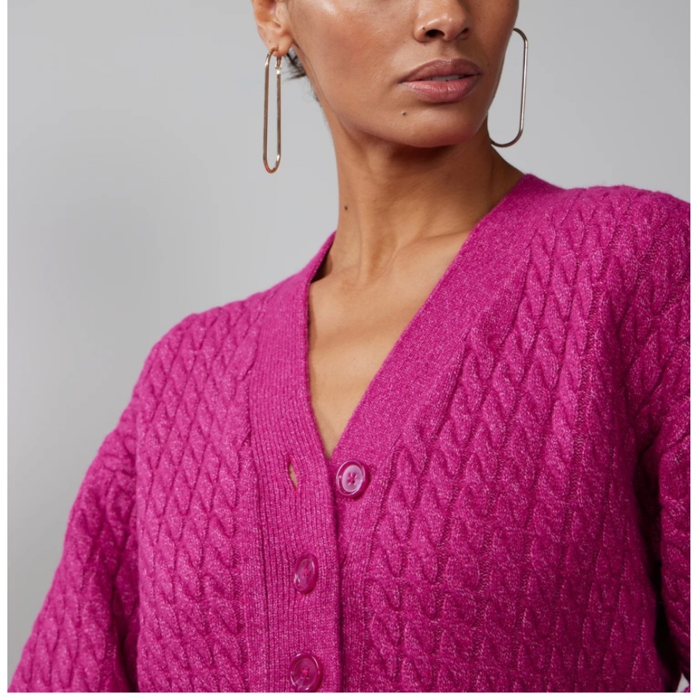 NEW Cable Knit Button  Thick Placket Sweater Dress sz Large L - Picture 3 of 15
